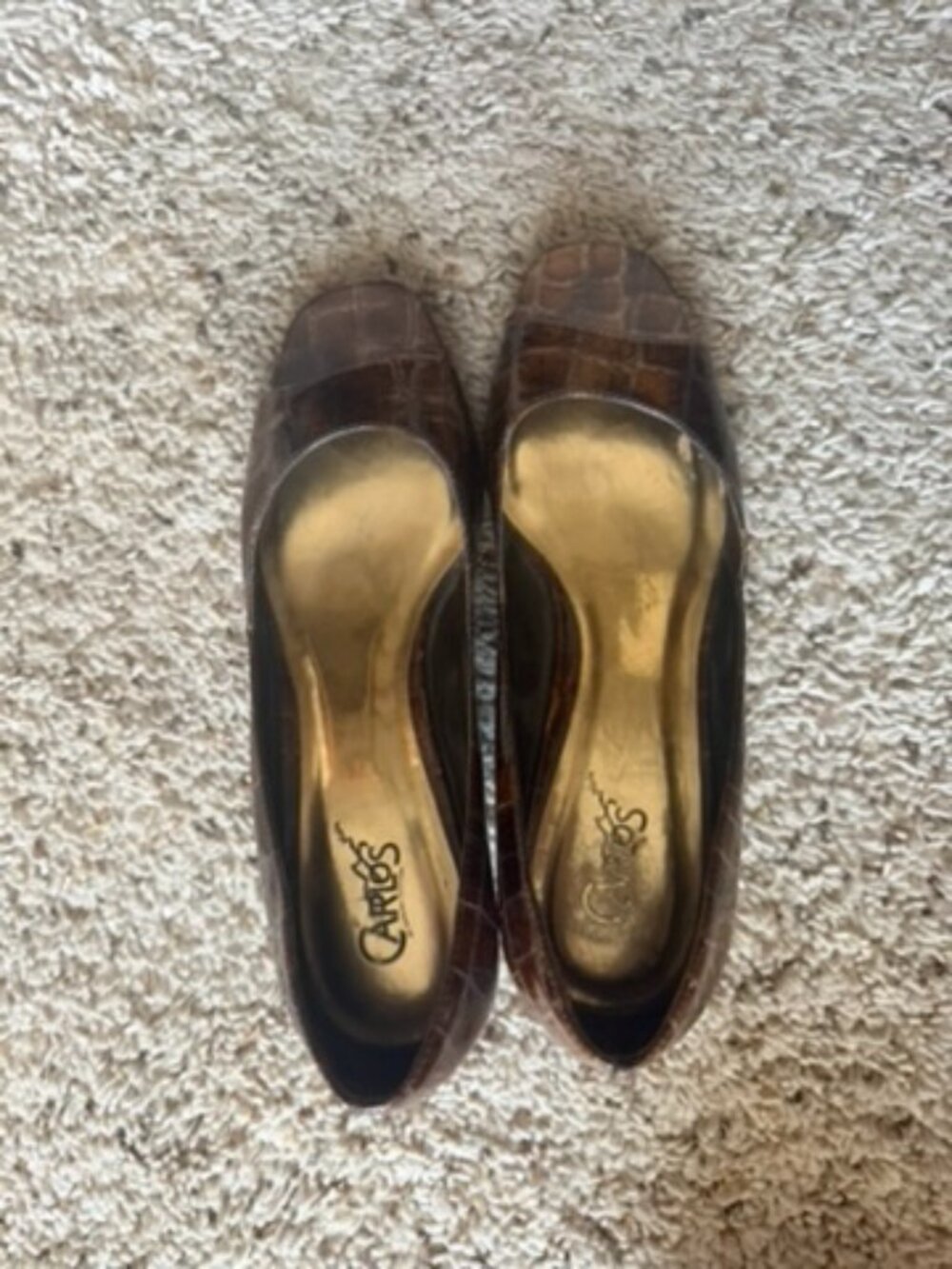 Carlos - Vintage Brown Crocodile Flat Wedge - 7